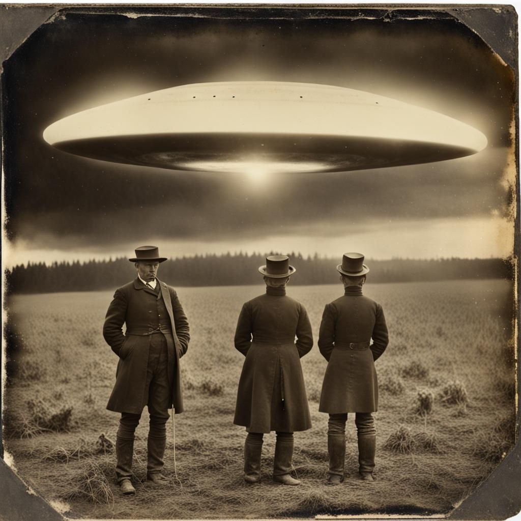 Victorian Workers Observe a UFO in Tintype Photograph