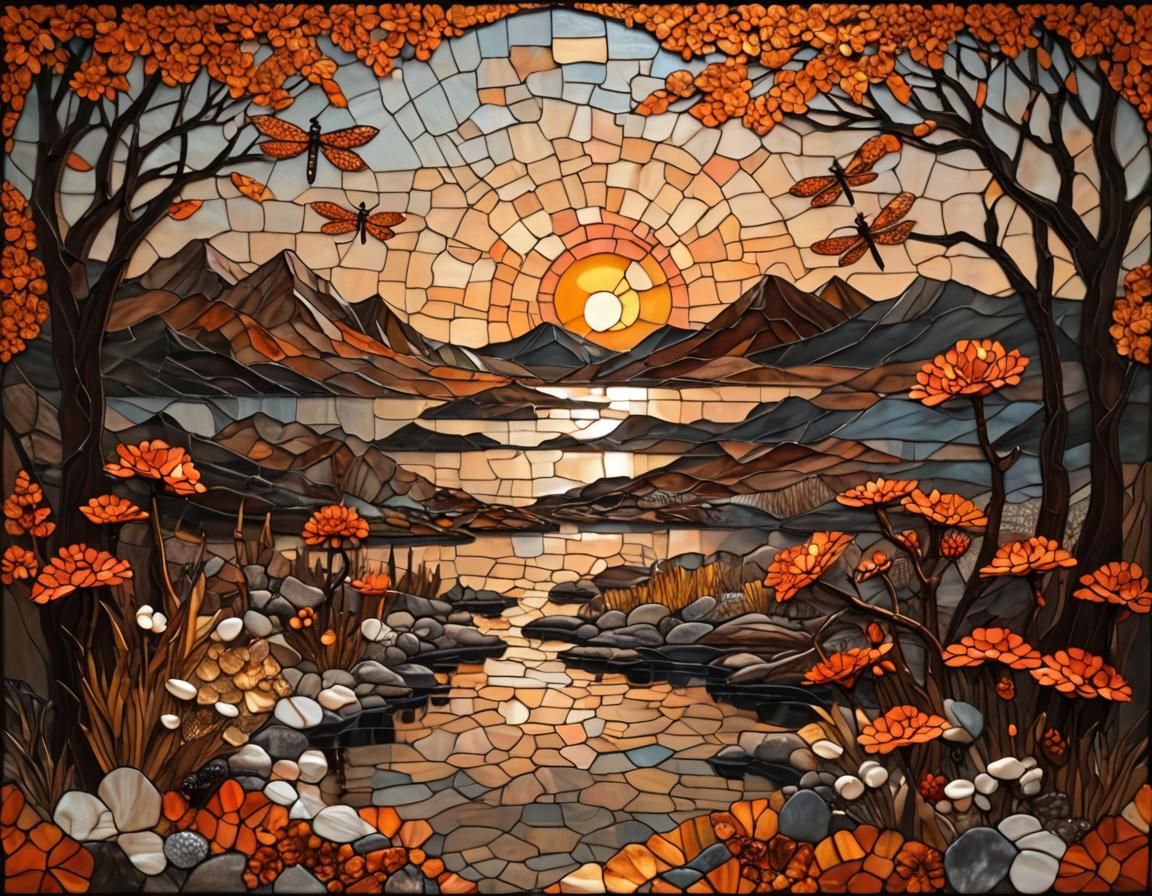 Sunset Mosaic: Bronze Lake and Distant Mountains