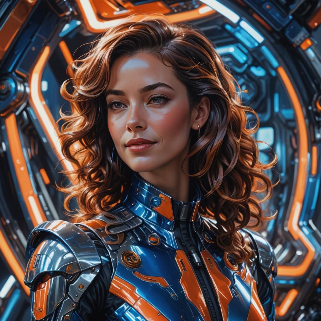 Sci-Fi Woman Portrait in Syd Mead Style