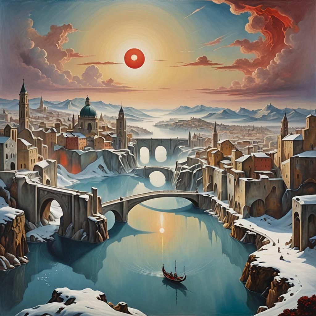 Surreal Italian Cityscape with Melting Oil Effect