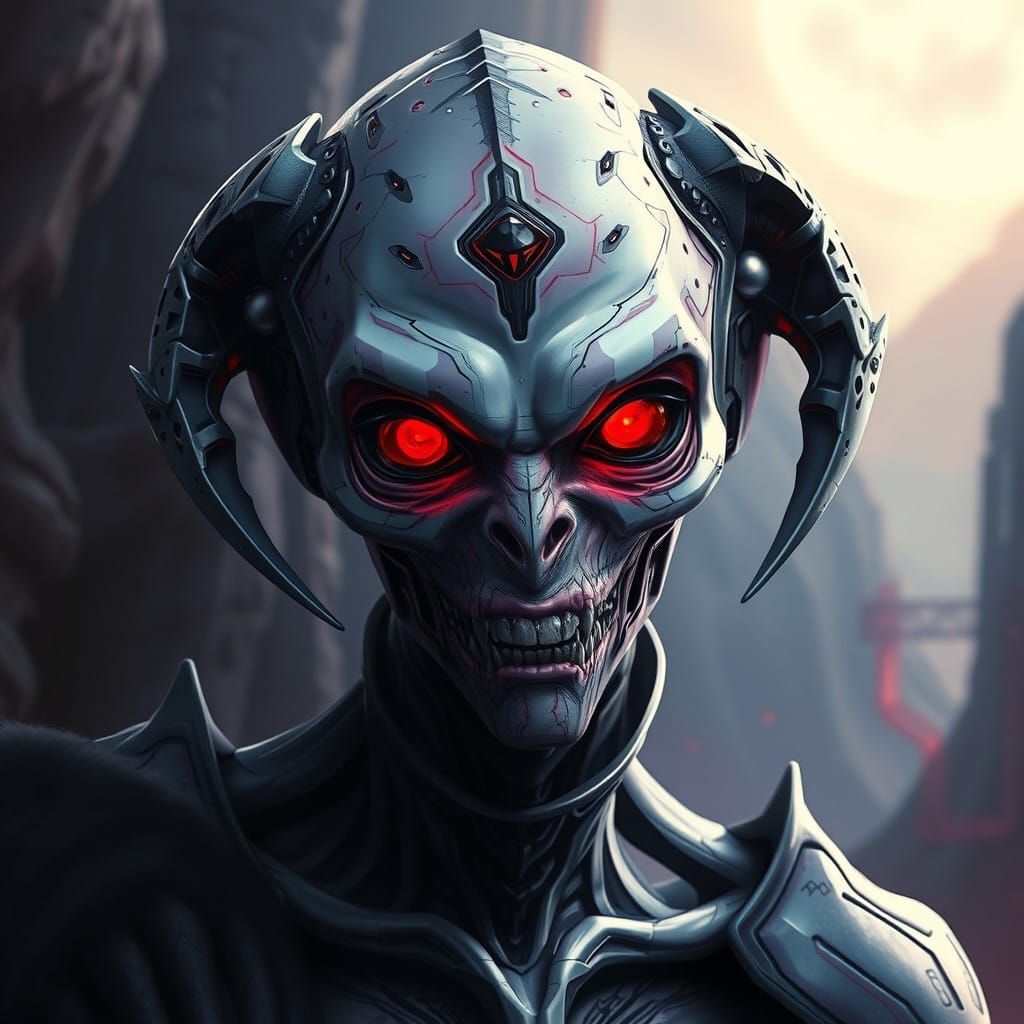 Futuristic Vampire Alien in a Dystopian Cyberpunk Aesthetic