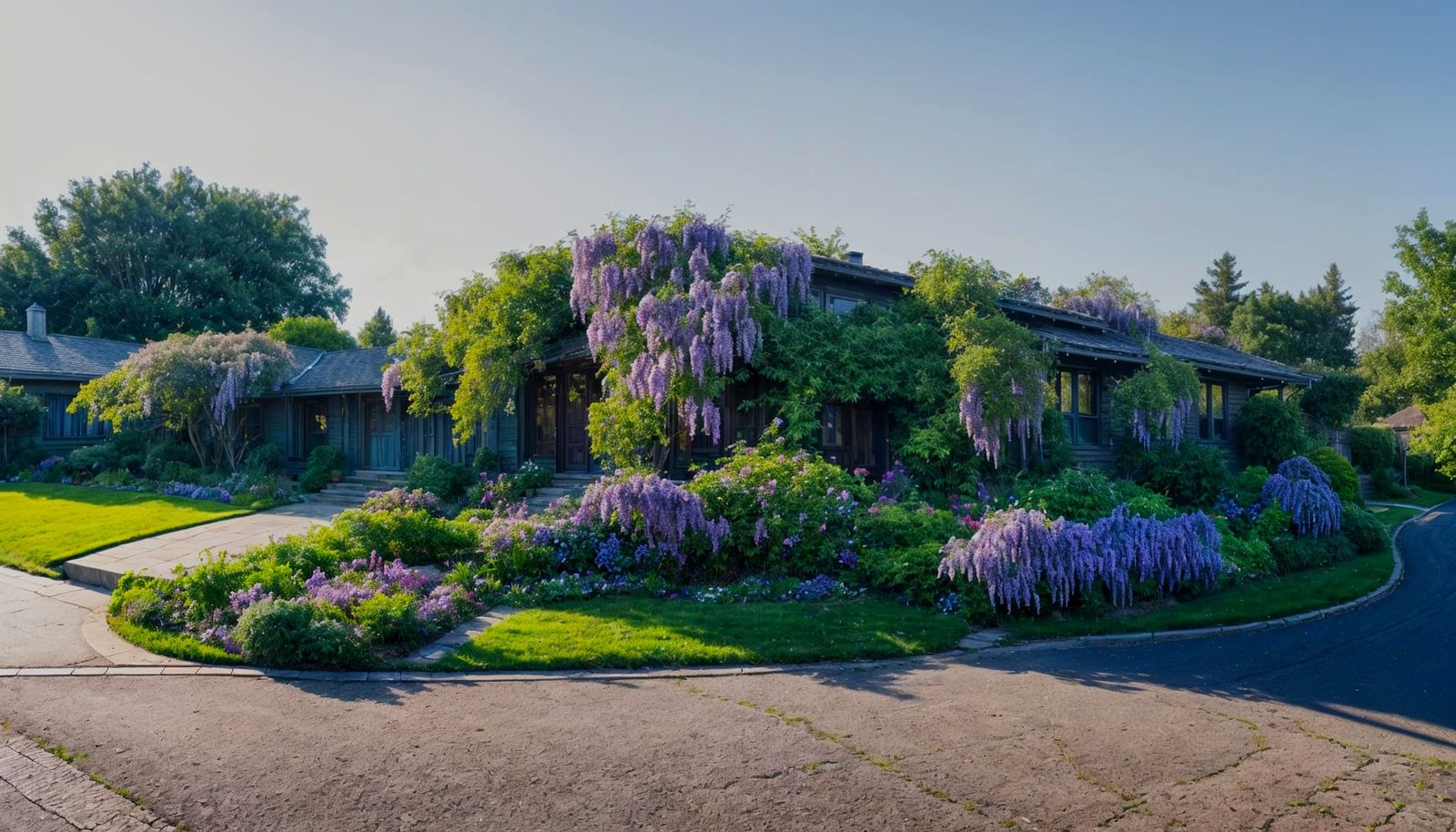 Wisteria-Covered Eichler Home in Studio Ghibli Style