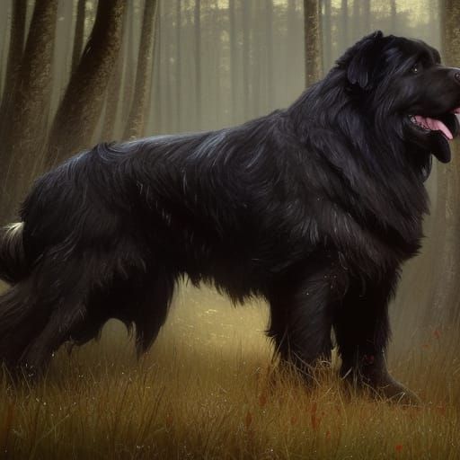Dark Fantasy Newfoundland Dog Art in 8K
