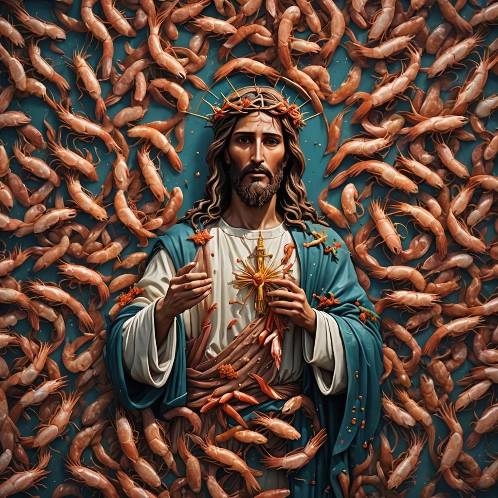 Jesus Made of Shrimp: Detailed Matte Painting