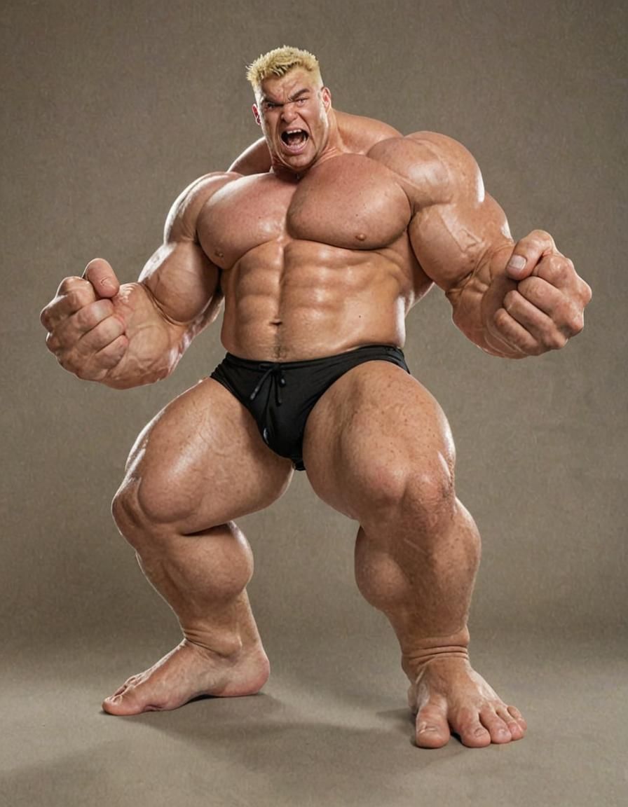 Hulking Giant Man Flexing Muscular Physique