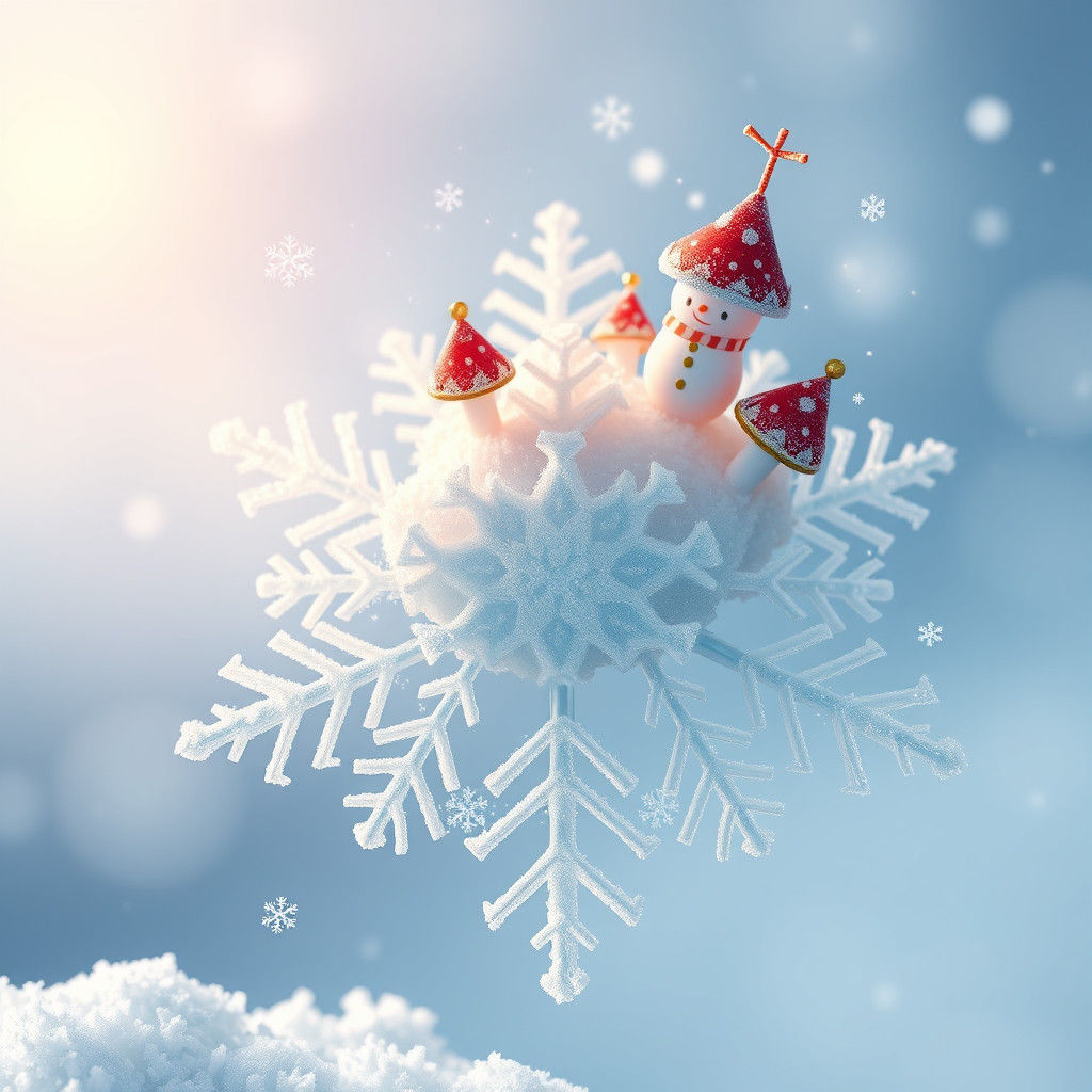 Snowflake Kingdom with Floating Wisps