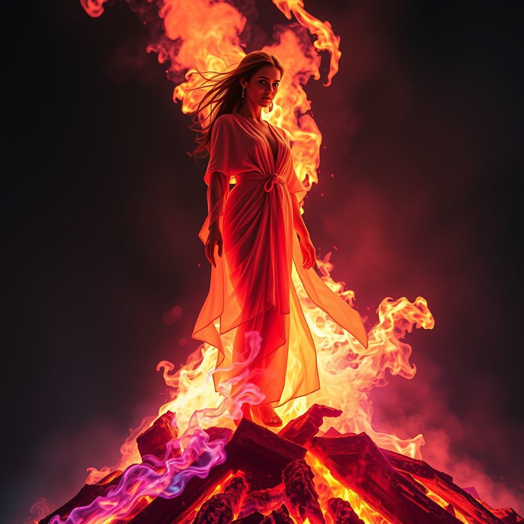 Woman in Liquid Flame: A Dystopian Vision