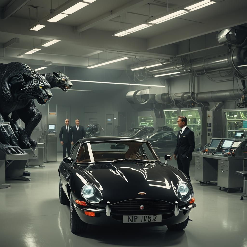 James Bond and Black Jaguar in High-Tech Lab