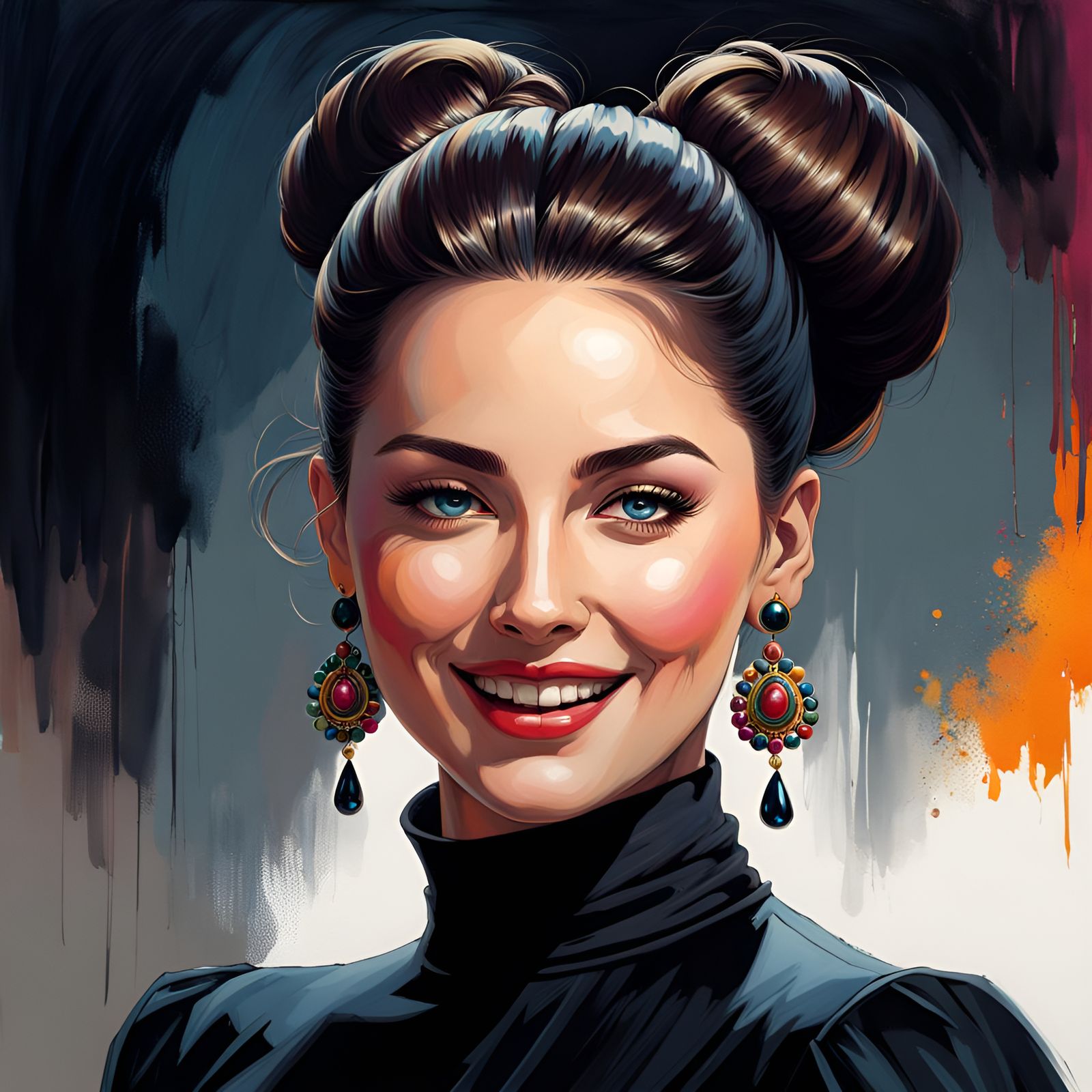 Elegant Bavarian Woman Smiling, Cinematic Portrait