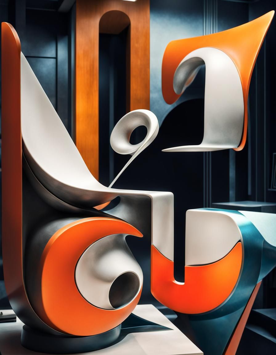 Elegant Futuristic Sculpture in 3D HDR Style