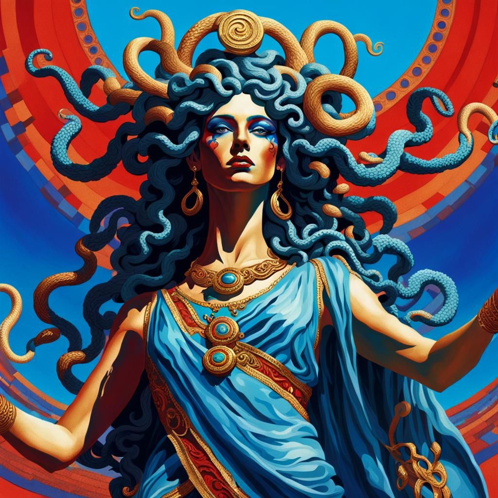 Medusa at Music Festival: Hyperrealistic Splash Art