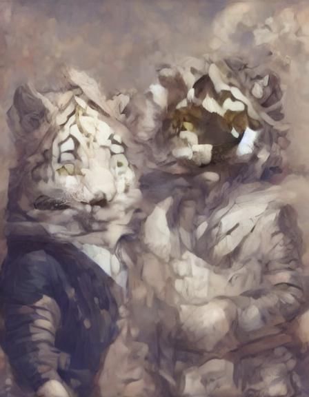 Cartoon Tiger Cub Playing with Wolves and Fox