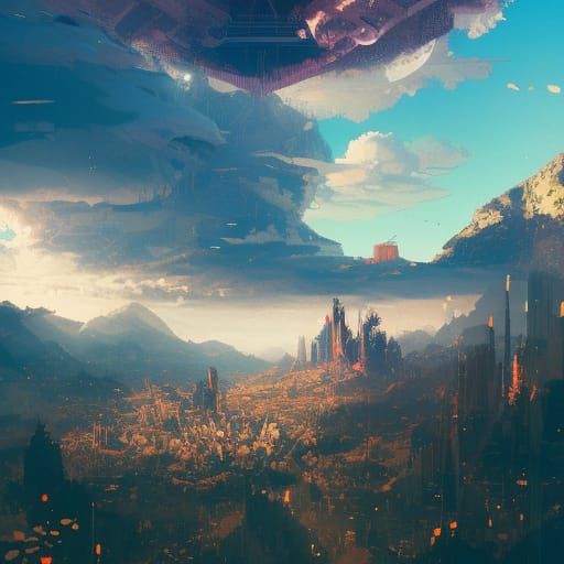 Hyperdetailed Metropolis in Mountainous Kingdom