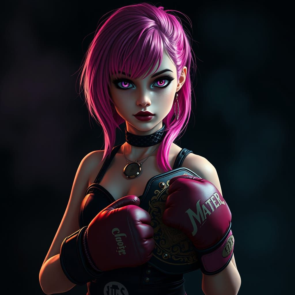 Gothic Boxer Champion in Cinematic Lighting