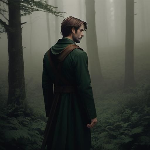 Lucifer Gazing Over Misty Valley at Golden Hour