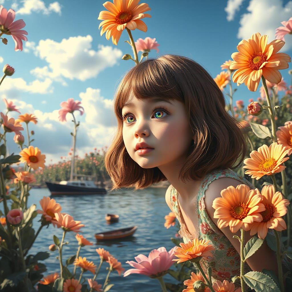 Girl with Kaleidoscope Eyes in colours of the Rainbow