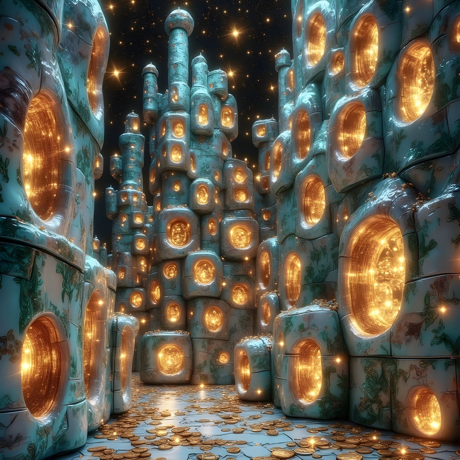 Fantastical Castle Built from Colorful Banknotes and Origami