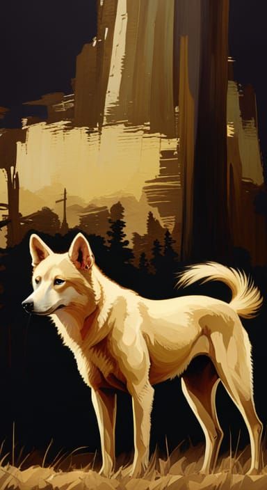 Africanis Dog on Savannah: Hyperrealistic Maximalist Paintin...