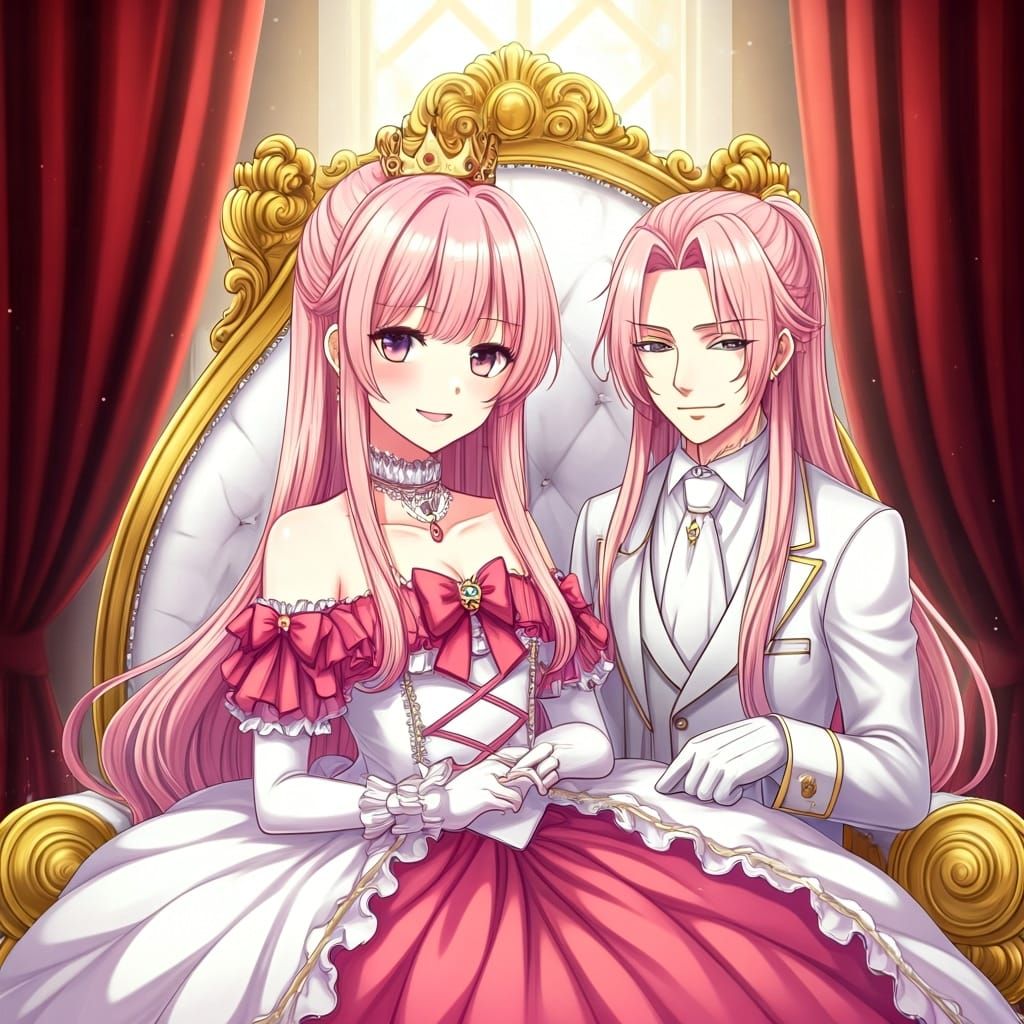 Evil Anime Princess on Throne with Butler
