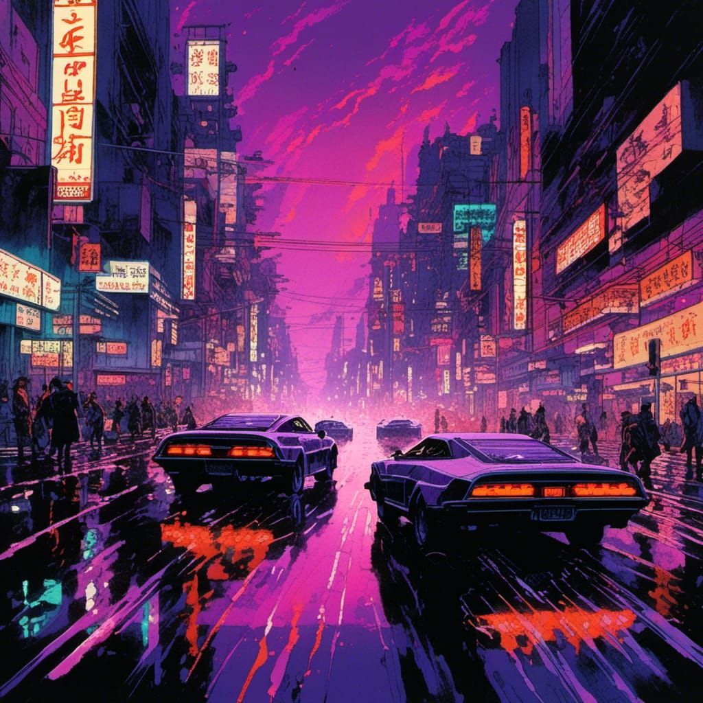 Neon Tokyo Drifters in Gritty Sci-Fi Style