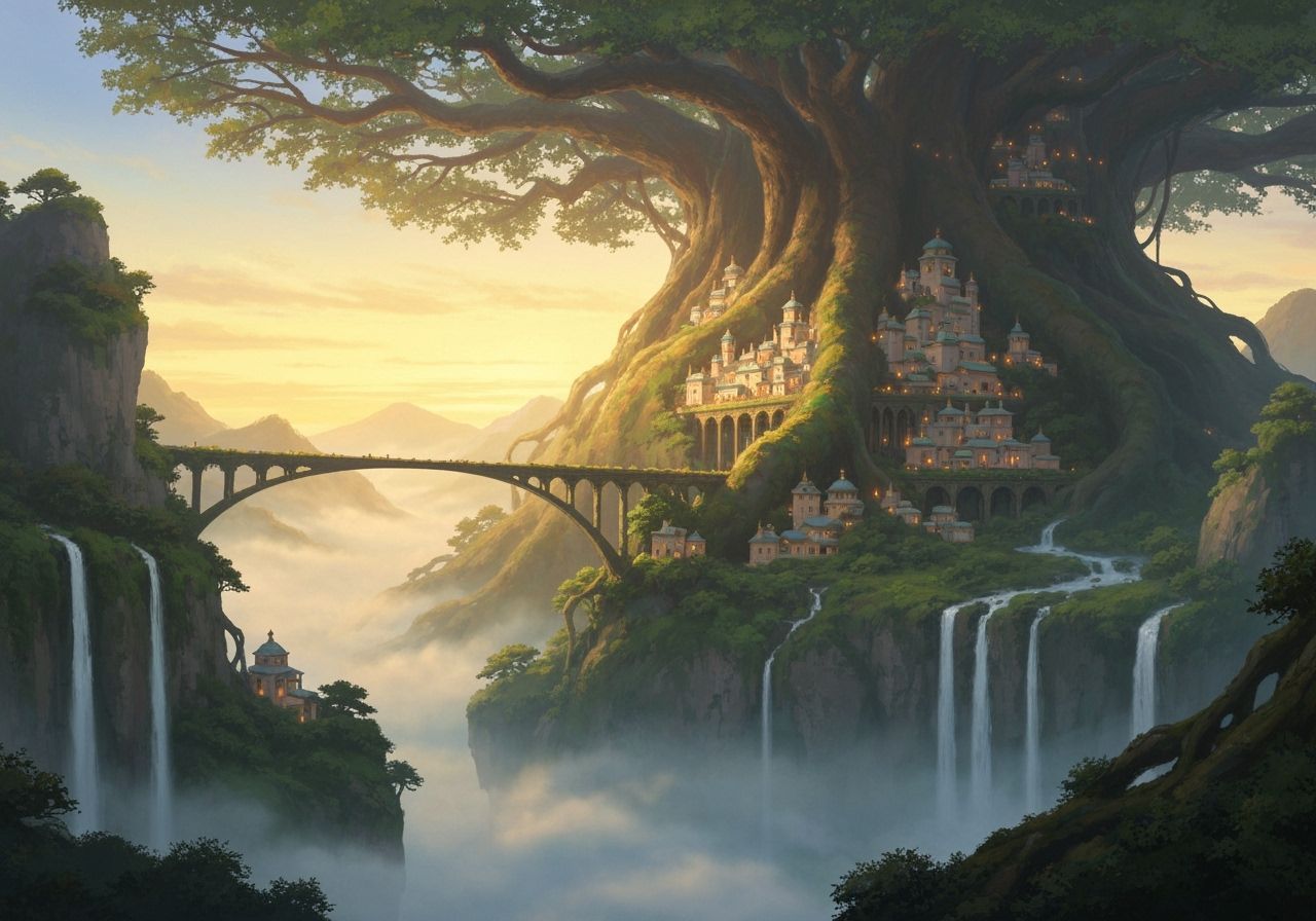 Lost City in Ancient Tree at Golden Dawn