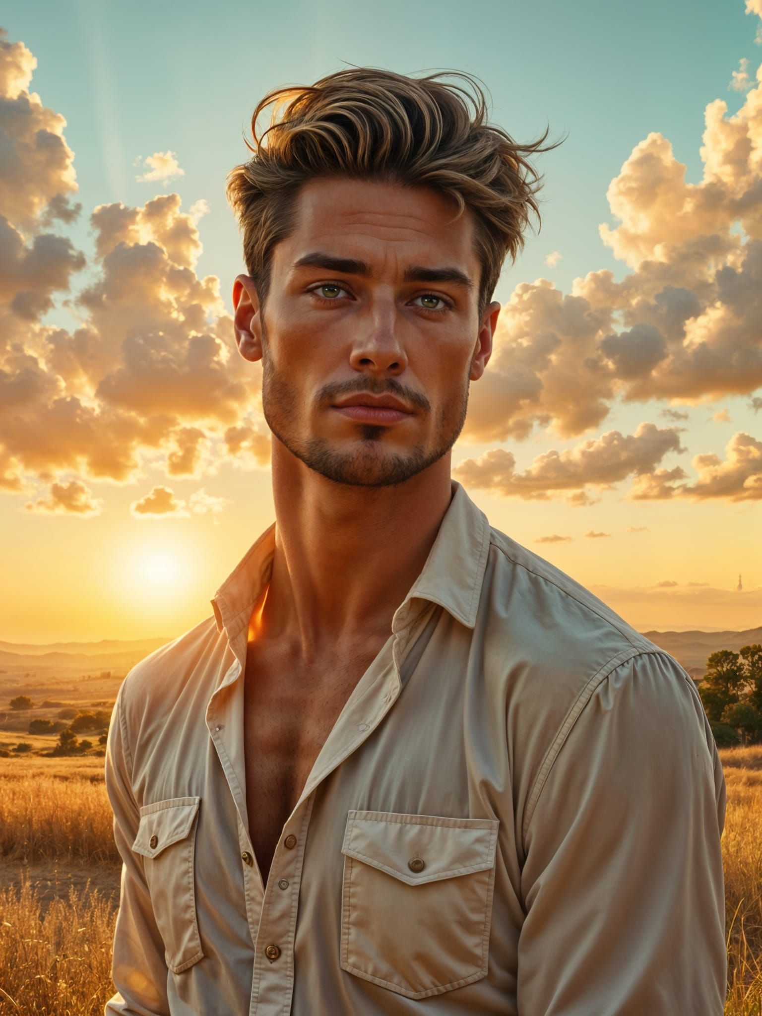 Portrait of a Man in Photorealistic Digital Art Style