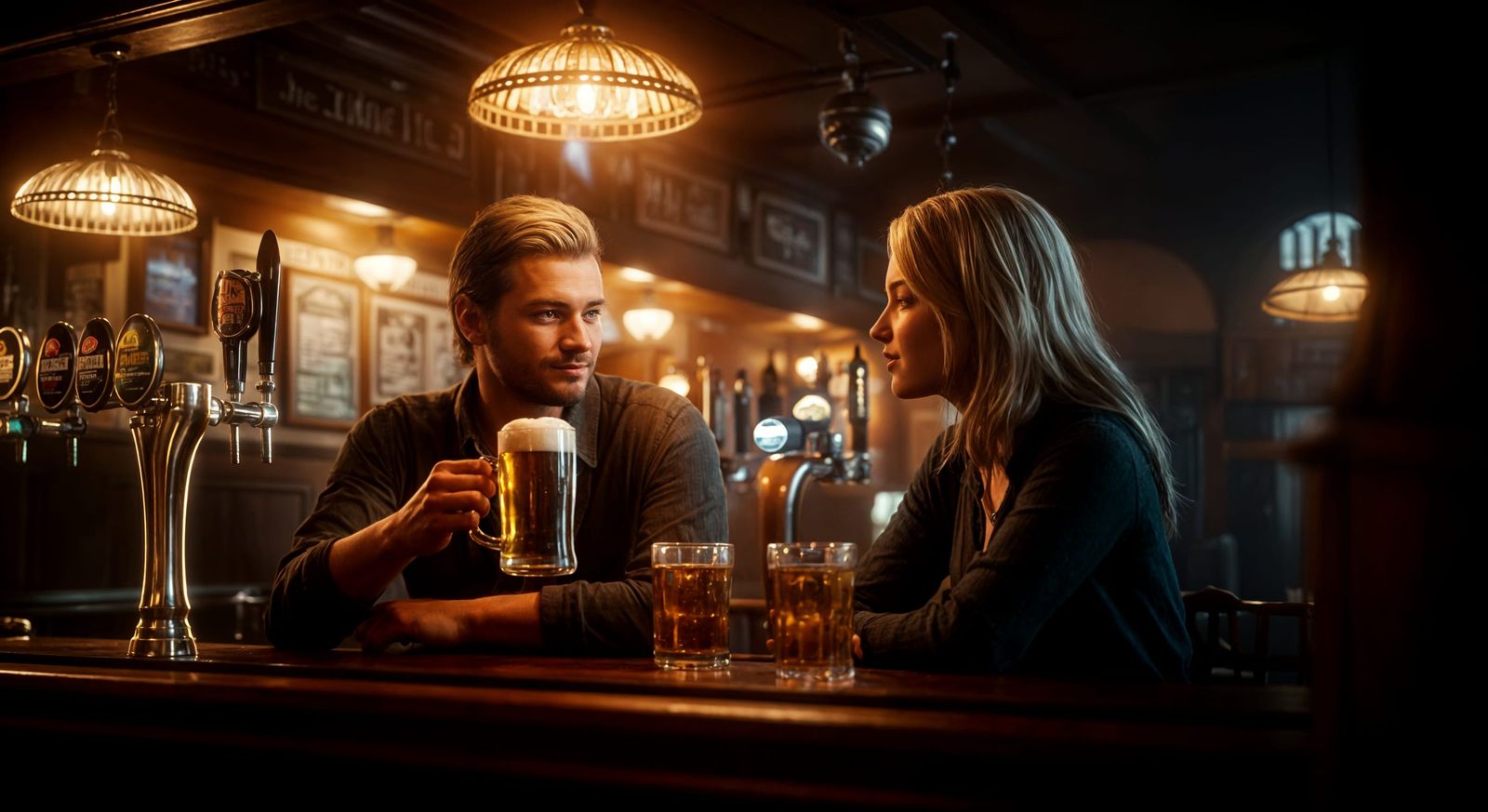 Pub Scene: Watercolor Art Through Corrugated Glass