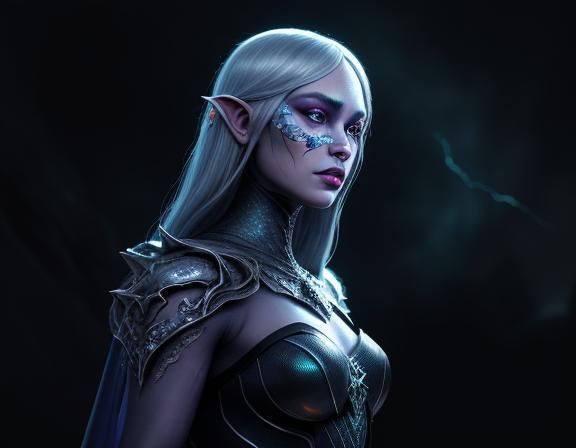 Drow Queen in Cavern: Hyperrealistic Dark Fantasy Art