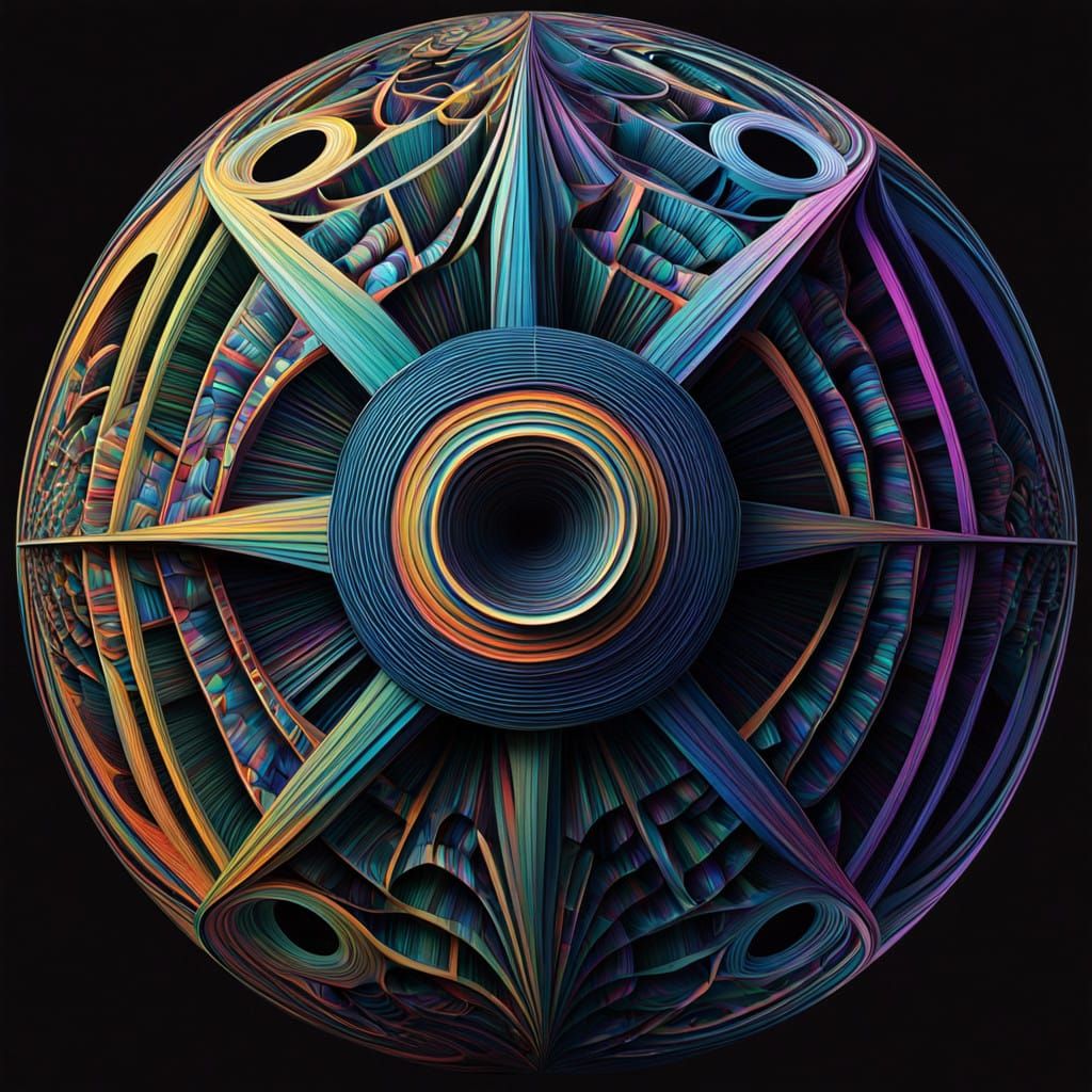Escher-Inspired Orb in Psychedelic Colors