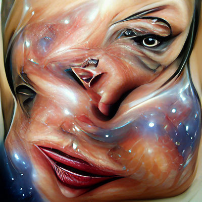 Beautiful Woman in Space Hyperrealism