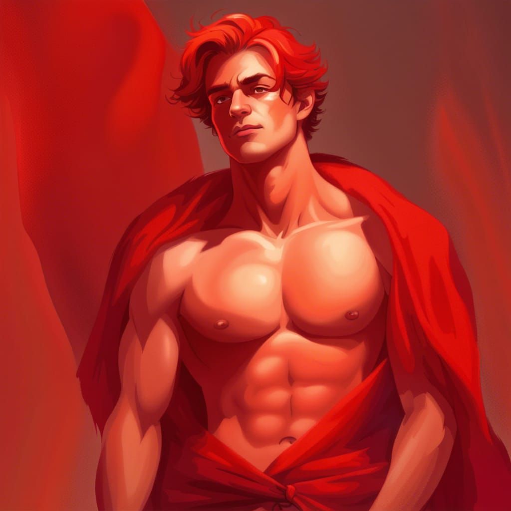 Personification of Red as Attractive Man