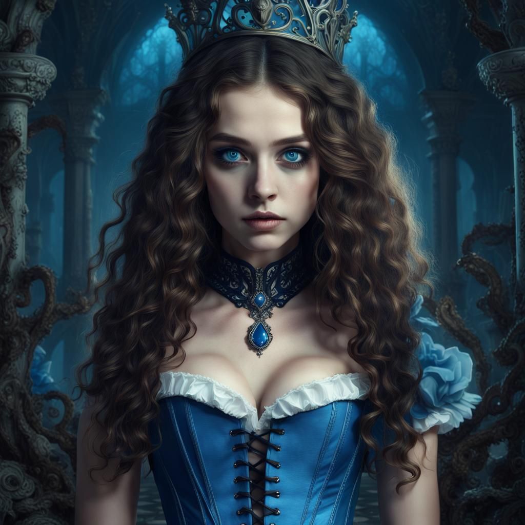 Gothic Alice in Wonderland with Haunted Expression