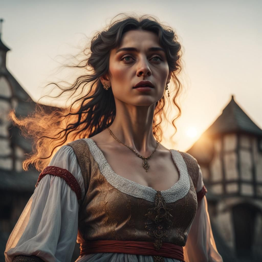 Medieval Gypsy Dancer in Dramatic Cinematic Light