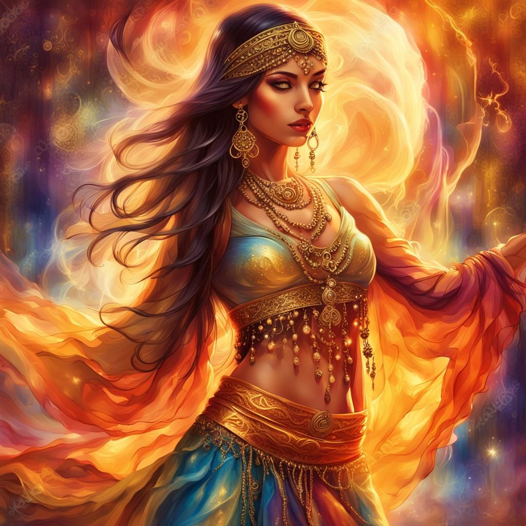 Exotic Belly Dancer in Mystical Setting