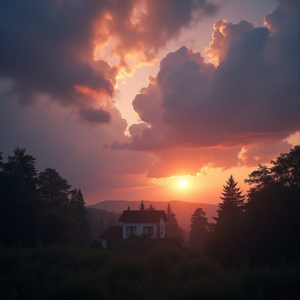 Twilight of the Gods: Brilliant Sunlight Illuminates Clouds....