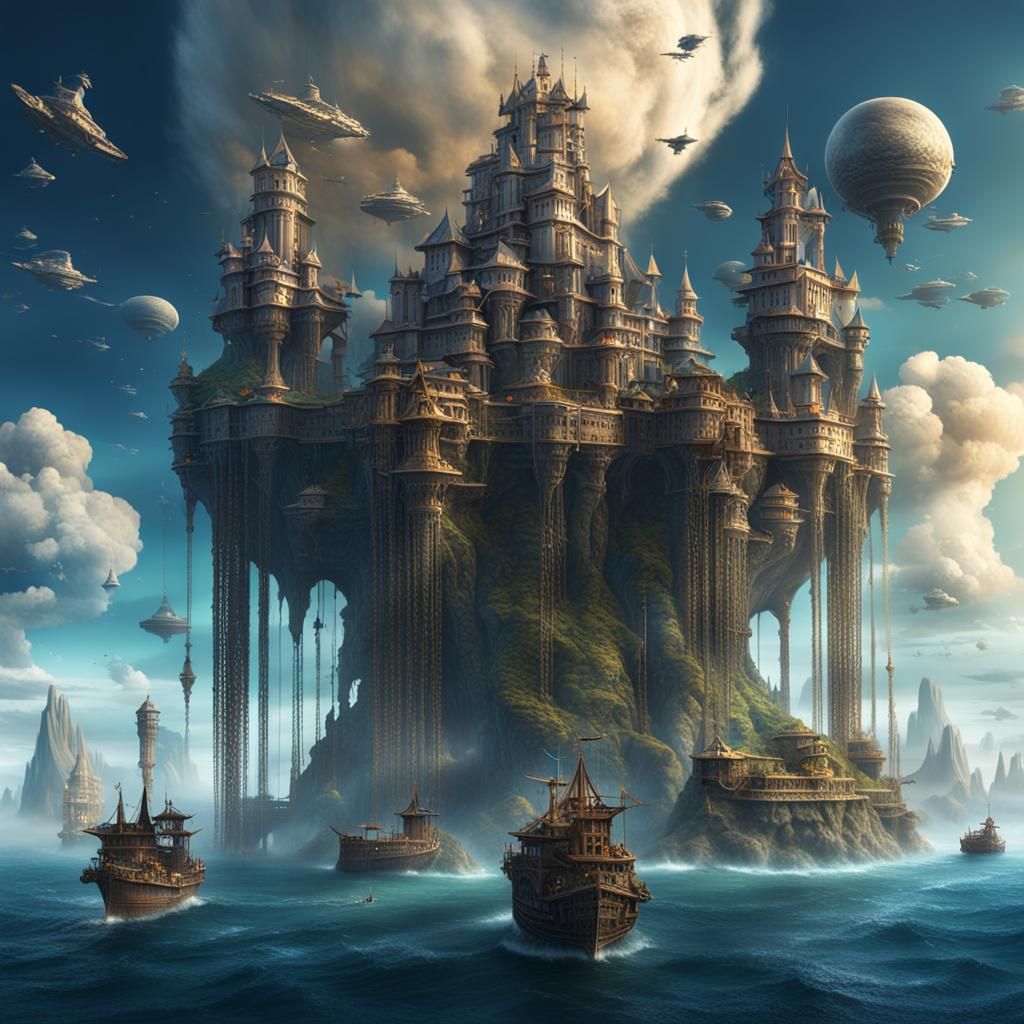 Giant Flying City in the Astral Sea