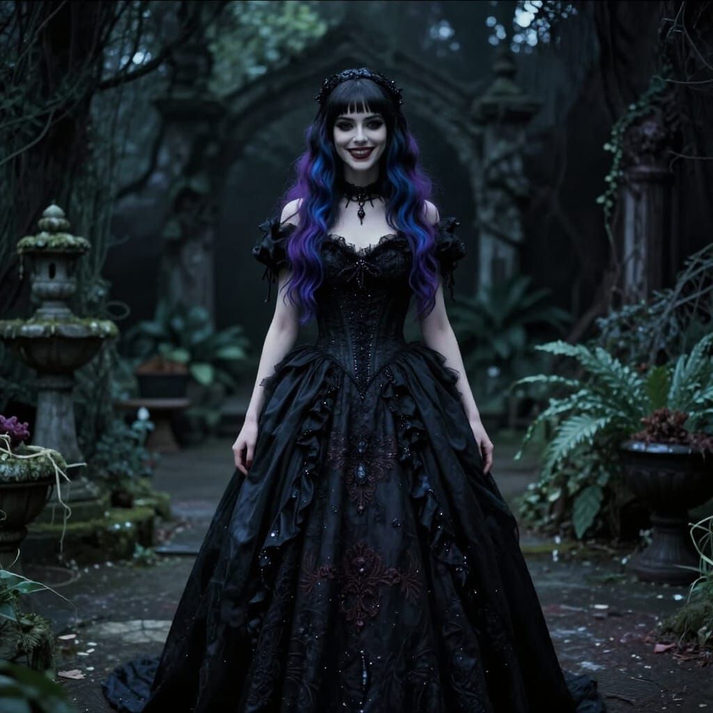 Gothic Bride in Creepy Garden