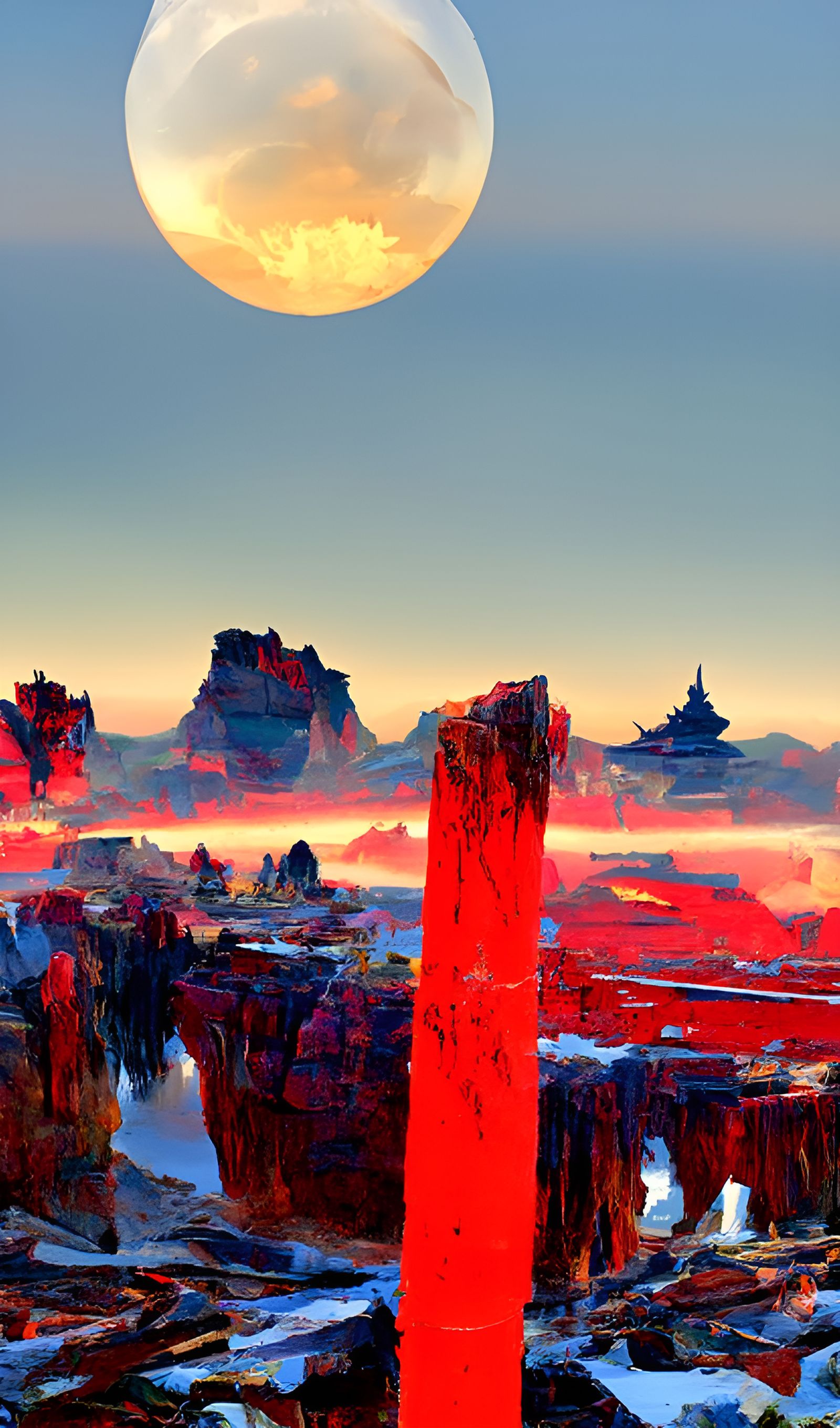 Crystal Grand Canyon Sunset in Ukiyo-e Style