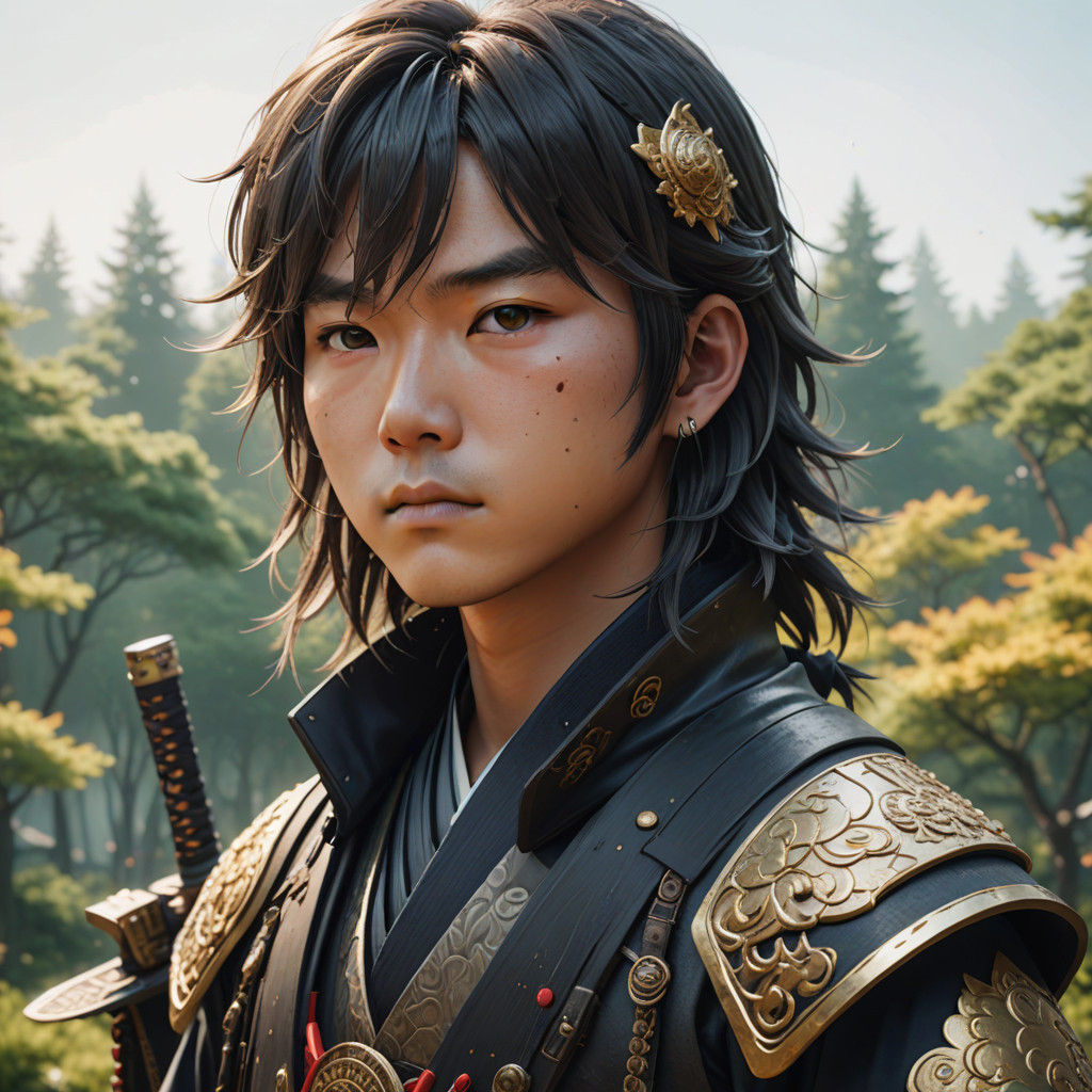 Suga Min Yoongi as a Samurai in Anime Art Style