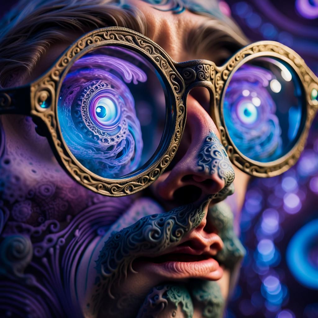 Surreal Multidimensional Glasses in Mystic Hand