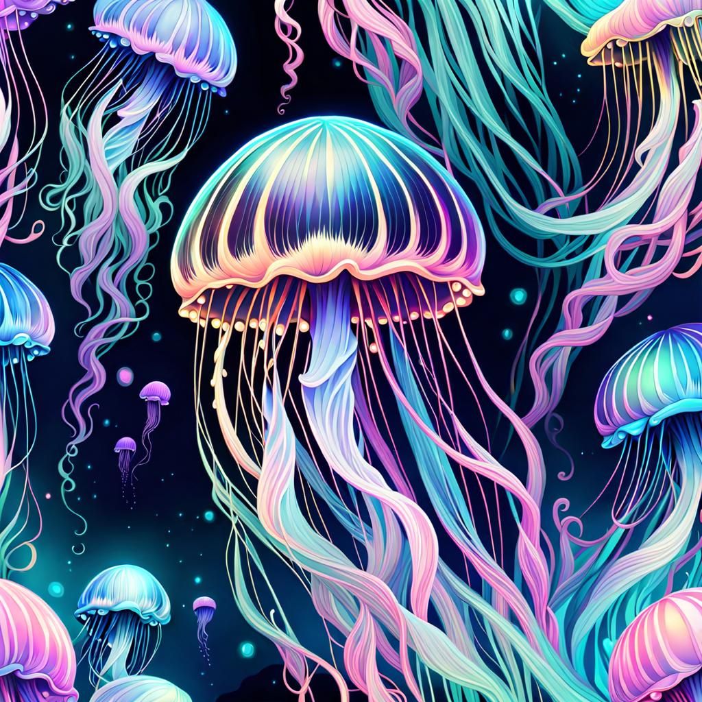 Pastel Goth Jellyfish Icon in Digital Art