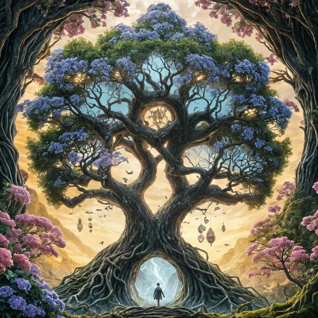 Monumental Tesla Tree with Metallic Vines