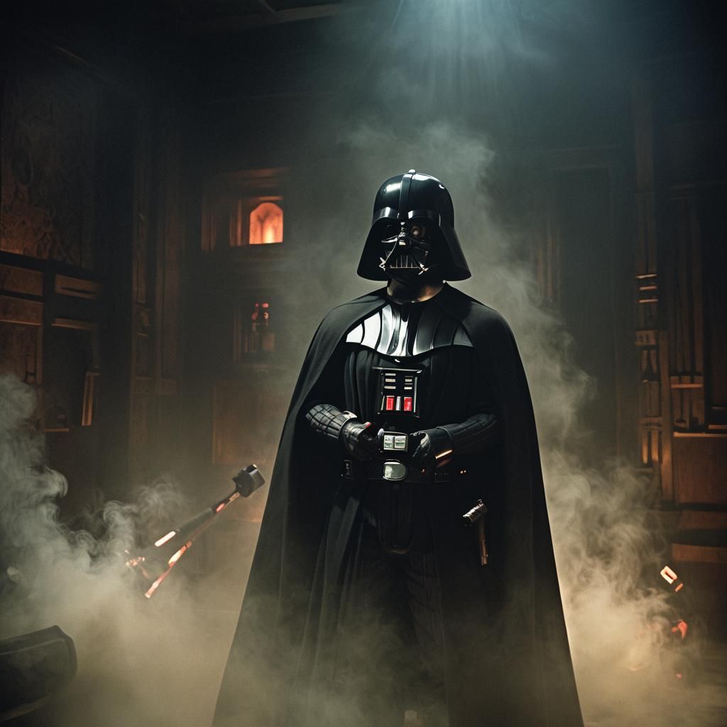 Darth Vader Confrontation in Film Noir Style