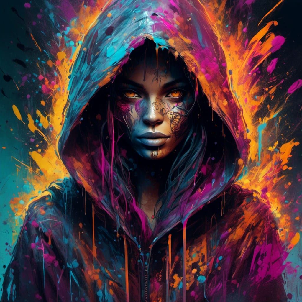 Graffiti Art: Hooded Grim Reaper in Street Style