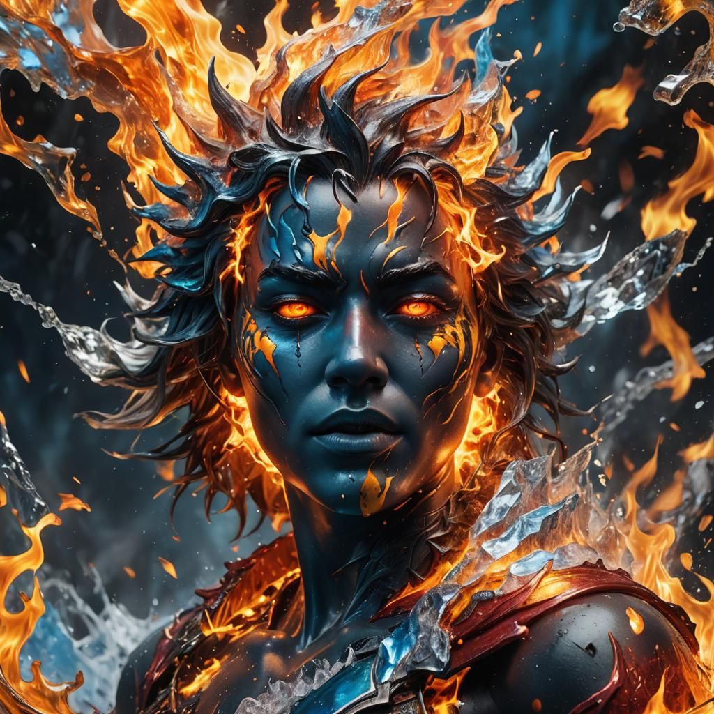 Hyperrealistic Fire and Ice Sun Concept Art