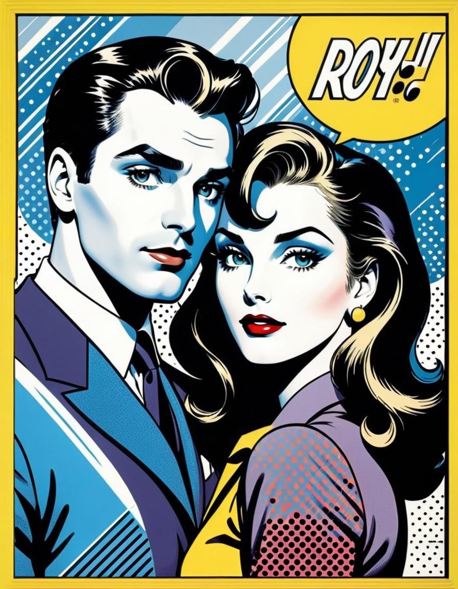Retro Diner Couple in Roy Lichtenstein Pop Art
