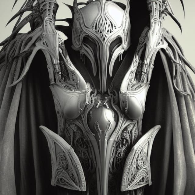 Cenobite Line Art in Grayscale with Intricate Details