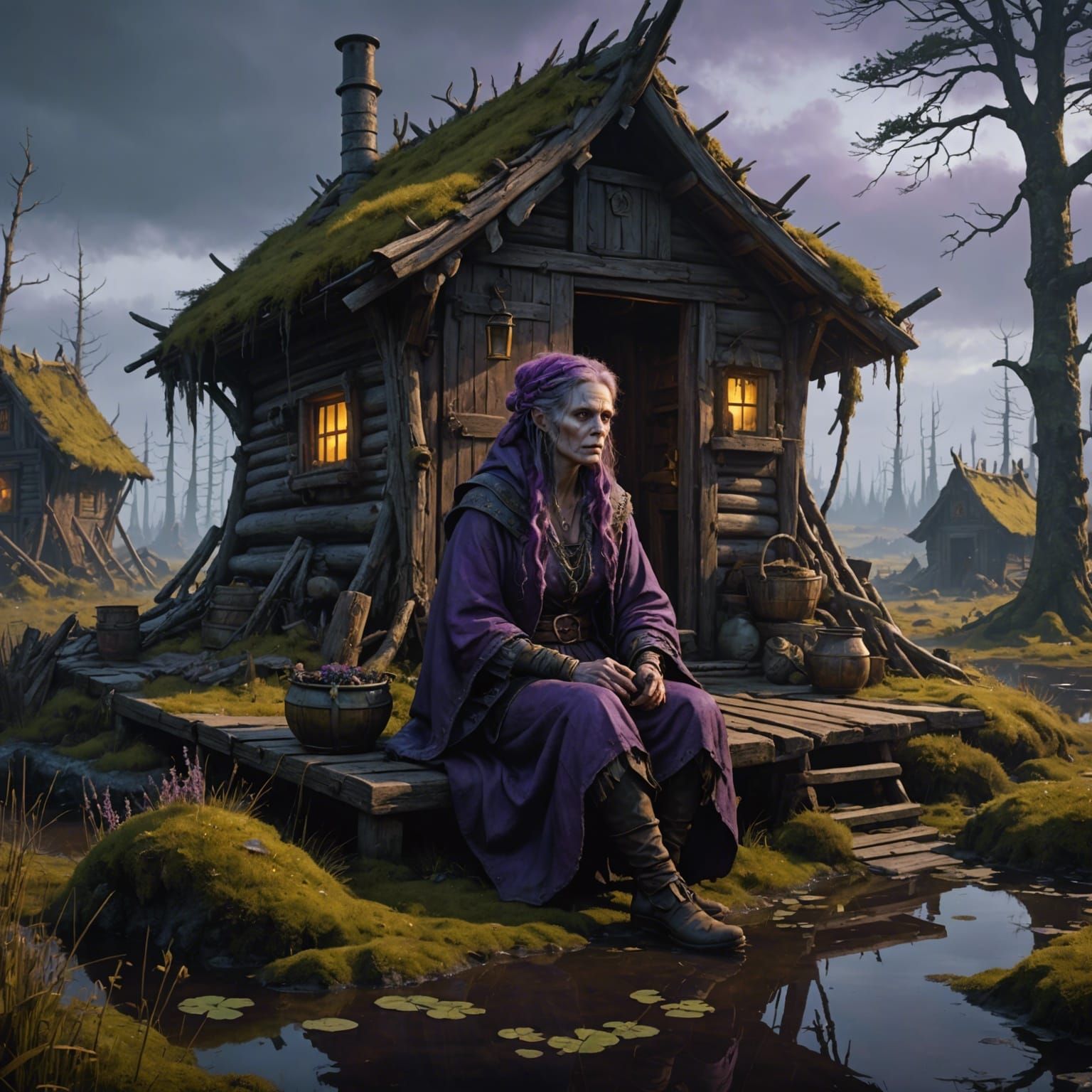 Treacherous Bog Hag in Dark Fantasy Style