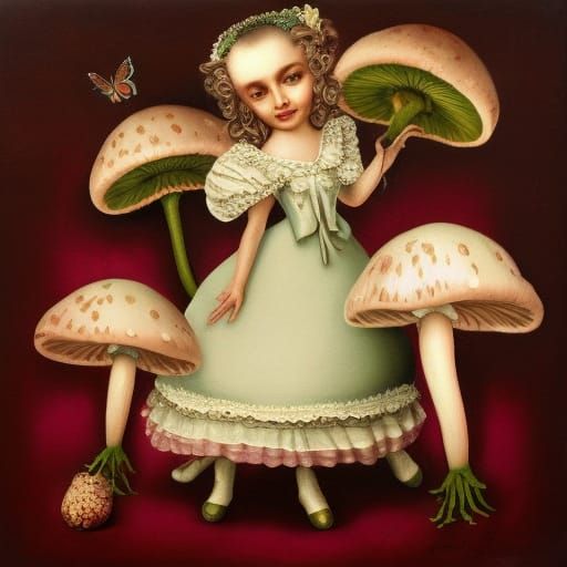 Rococo Mushrooms in Pop Surrealist Style