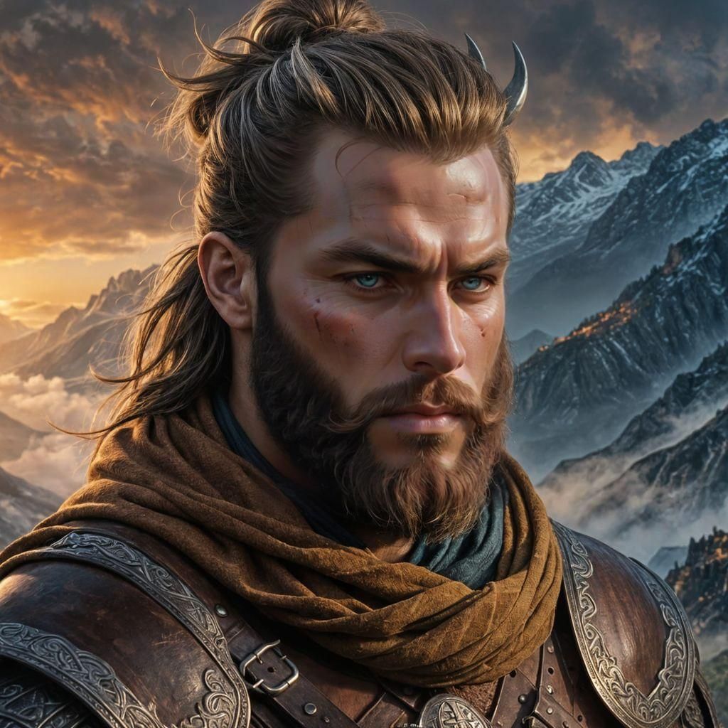 Viking Warrior Portrait in High Fantasy Style